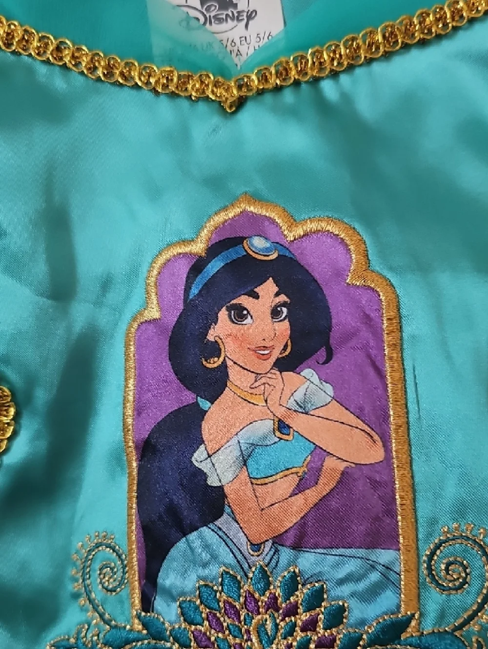 Moving Sale! Girls Jasmine Teal Princess Costume Set with Gold Accents - Picture 3 of 6